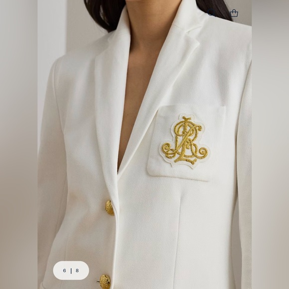 Lauren Ralph Lauren ~ White Anfisa Bullion Jacquard Blazer - Picture 5 of 17